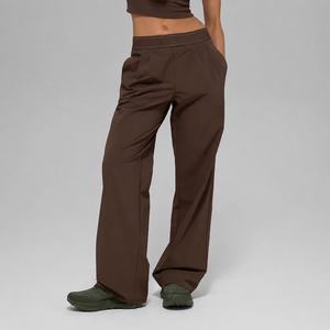 Pantalon large vert olive pour femme, taille haute, coupe ample, longueur complète, décontracté, pour yoga, séchage rapide - Product Image 6