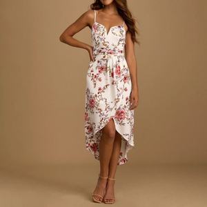 Nuevo Vestido de Verano para Mujer de Satén de Longitud Media con Tirantes, Top con Cuello Oscilante y Falda Irregular - Product Image 1