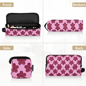กระเป๋าจัดเก็บอุปกรณ์ทำผม 2 in 1 ลายดอกไม้ฮาวายแบบเรโทร สีชมพู พร้อมแผ่นรองกันความร้อน - Product Image 5