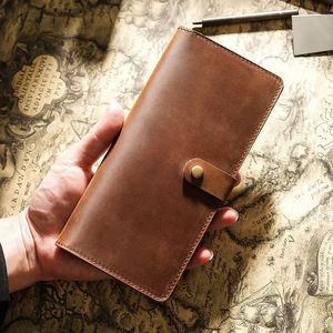 Vente en gros long personnalisé Vintage Crazy Horse en cuir véritable chéquier portefeuille <span class=keywords><strong>porte</strong></span>-cartes pour hommes ou femmes - Product Image 3