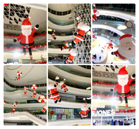 Promotion : Père Noël Gonflable Suspendu pour Centre Commercial, Ballon Lumineux Gonflable Père Noël
