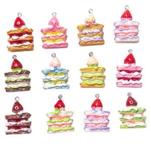 Simulation Napoleon Cake Pendant Plastic Keychain Cute Dessert Food Charm DIY Bag Key <b>Ring</b> Jewelry Accessory Gift - Product Image 5