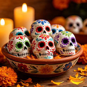Exquisitas Calaveras de Azúcar Pintadas a Mano en Resina, Recuerdo <span class=keywords><strong>Mexicano</strong></span>, Adorno Vibrante para Mesa de Halloween, Regalo Cultural Tradicional - Product Image 3
