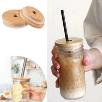 Mason Jar Couvercles Couvercle De Paille Avec Trou De Verre Peut Bouche Large Bouteille De Bière En Bois Conserve Bambou Pour Caps Tasse Couvre Couvercle D'étanchéité