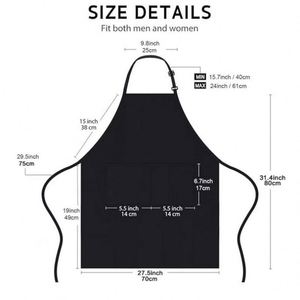 Delantales Largos de Algodón con Estampado Personalizado para Cocina, Delantales Largos para Mujer con Dos Bolsillos - Product Image 5