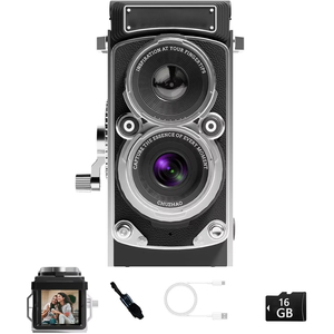 Mini appareil photo numérique vintage portable style TLR, rétro, compact, petit format <span class=keywords><strong>de</strong></span> poche, vidéo 1080P FHD, 12MP, vlog, optique - Product Image 1
