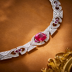Ensemble collier et boucles d'oreilles en zircon et rubis en forme d'éventail en laiton, élégant, pour mariage, <span class=keywords><strong>chocolat</strong></span>, bijoux pour femmes, vente en gros - Product Image 5