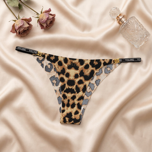 Culotte string sans couture imprimé léopard pour femme – Confortable, taille basse, ultra-fine, tricotée extensible, lingerie sexy – Vente en gros - Product Image 4