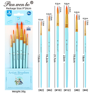 Set di 6 Pennelli per Pittura Acrilica Panwenbo, Pennelli <span class=keywords><strong>Professionali</strong></span> a Punta Tonda per Pittura Acrilica, Acquerello e Olio - Product Image 2