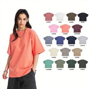 250g Women Streetwear Retro Washed Short <b>Sleeve</b> Loose Cotton T-Shirt Quick-Drying Breathable Summer T Shirts - Product Image 1