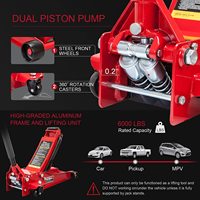 Çift pistonlu hızlı kaldırma pompası 3 Ton (hidrolik kriko lb) kapasitesi ile GTYPRO Torin hidrolik Ultra düşük profilli ağır hizmet tipi 6,000, kırmızı