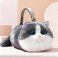Sac à bandoulière de luxe fait main pour chat avec chaîne réglable, sac à main en peluche réaliste en forme de chat, jouet de mode animalier de simulation réaliste