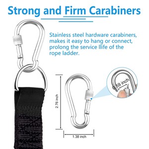 Nuova Scala Pieghevole in Corda Marina con Ganci in Acciaio Inox per Yacht e Barche, Gradini Portatili per <span class=keywords><strong>Attracco</strong></span>, Colore Arancione e Verde - Product Image 5