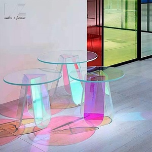 Tavolino da salotto in acrilico <span class=keywords><strong>trasparente</strong></span> con arcobaleno rotondo in cristallo colorato nordico colorato fantasia iridescente - Product Image 2