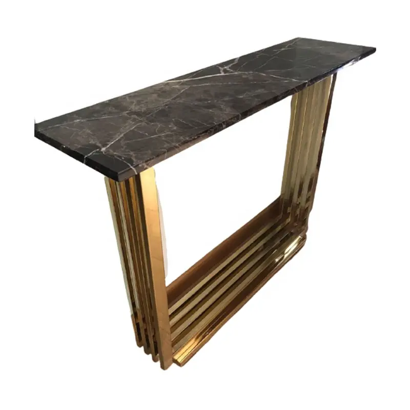 Новый дизайн, тонкий стол для прихожей, современный роскошный стол-консоль золотого цвета в Европейском стиле, стол для прихожей из натурального камня
