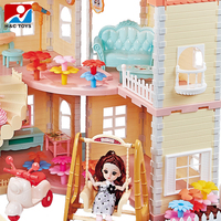Set Perabot Rumah Boneka Mainan dengan Lampu dan Semprotan Mini Villa Mainan untuk Rumah Boneka Mewah
