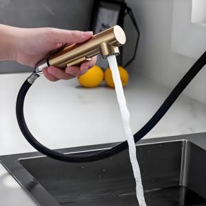 <span class=keywords><strong>Robinet</strong></span> de cuisine extractible avec douchette, finition or et nickel brossé - Product Image 3