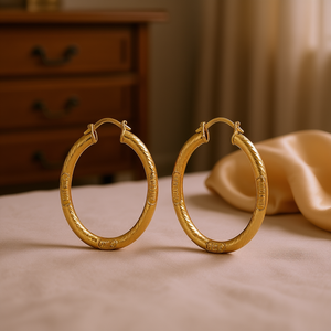 Orecchini a Cerchio E4443 in Stile Classico Unisex per Uso Quotidiano, Placcati in Oro 18K, Gioielli Raffinati - Product Image 2