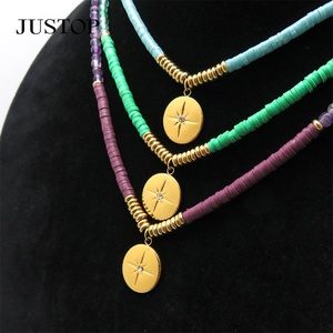 ลูกปัดชุบทองทันสมัยสำหรับทำเครื่องประดับโชคเกอร์สร้อยหยกสีเขียวสตรีสร้อยคอจี้รูปดาวทำจากสแตนเลส - Product Image 5