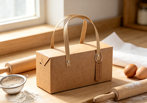 Eco-Friendly High-End Natural Kraft Paper Square Box with Woven Handles Fixed by Metal Rivets Sturdy Load Bearing - Product Image 3