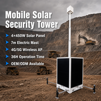 Tour de surveillance solaire cubique avec caméra 360° en option, étanche IP65, autonome et sans fil