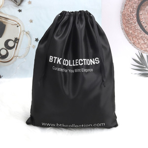 Bolsa de satén negra al por mayor OEM con logotipo personalizado, para ropa, cabello, pelucas, embalaje, bolsa de seda antipolvo - Product Image 2