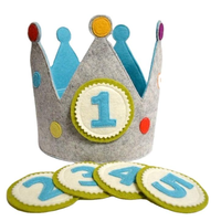 Haute qualité garçon ou fille feutre premier anniversaire fête chapeau feutre couronne fleur jouet avec taille personnalisée pour les enfants fête