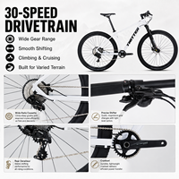 Vélo de montagne à cadre rigide en alliage d'aluminium 27,5/29 pouces, 30 vitesses, frein à disque hydraulique, tout terrain, VTT pour adultes