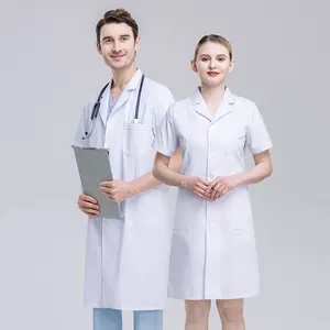 China Supplier Professional Pharmacy Operating Room Laboratory Clinic Doctors Nurse Dentistry White Lab Coat for Female and Male