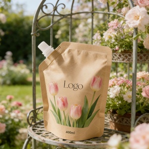 Pochette souple biodégradable personnalisée en papier kraft brun avec bec verseur pour huile et shampoing, recyclable, 50 ml, 250 ml, 500 ml - Product Image 4