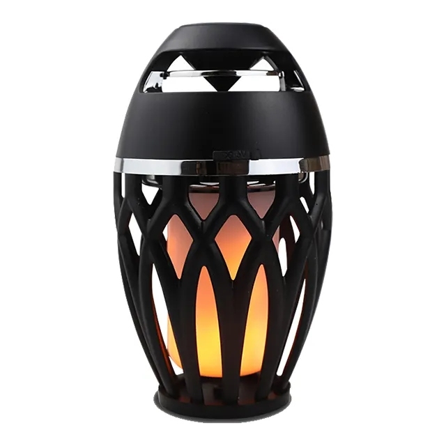 Camping Lamp Dynamic Warm Flame Mini Portable Wireless Speakers ABS Material Battery Powered for Home Radio Aux Karaoke Fishing