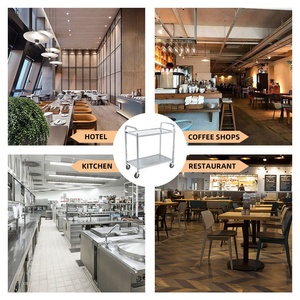 वाणिज्यिक <span class=keywords><strong>2</strong></span> स्तरों स्टेनलेस स्टील रसोई ट्रॉली भोजन रेस्तरां के लिए ट्रॉली की सेवा - Product Image 4