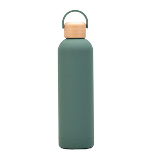 Custom Logo 350ml 500ml 750ml 1000ml Double Wall Stainless Steel Thermal Water Bottle with Bamboo Lid and Handle - Product Image 3