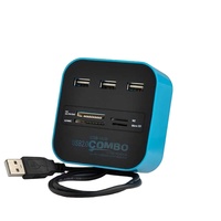 Hub USB Combo Splitter de 3 Puertos, Estación de Acoplamiento con Lector de Tarjetas SD, TF, M2, MS/Pro Duo, USB 2.0 para PC y Laptop