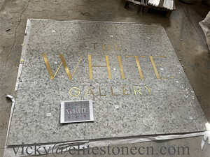 Mosaico <span class=keywords><strong>de</strong></span> Mármol Verde Hecho a Mano Personalizado, Medallón <span class=keywords><strong>de</strong></span> Mosaico con Chorro <span class=keywords><strong>de</strong></span> Agua, Letras <span class=keywords><strong>de</strong></span> Latón Dorado, Logotipo para Piso o Pared - Product Image 3