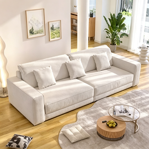 Modern Fabric 3-Seater Sofa With Cushion Back And Square Arms Living Room Furniture - Product Image 3