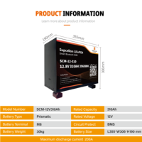 Batería de Litio LiFePO4 de 12V 310Ah 620Ah, Batería de Ciclo Profundo con Carcasa Metálica para RV, Energía Solar, Marina