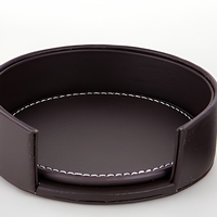 Sous-verres en cuir PU de haute qualité avec logo personnalisé, antidérapants, ronds, ensemble de sous-verres pour boissons