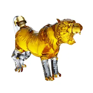 500ml/1000ml Glass Tiger bottle craft gift decoration animal wine pot Zodiac transparent glass wine set wine holder