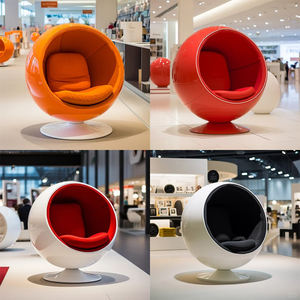 Fauteuil Oeuf au Design Unique Mobilier de Salon Moderne Fauteuil Lounge Rond Ball en Fibre de Verre et Velours Fauteuil Individuel Pivotant - Product Image 4