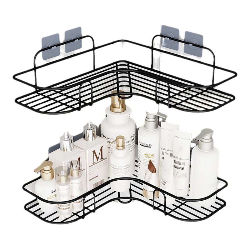 Adhesive No Drilling Corner Shower Caddy Shelf Organizer Iron Rustproof Wall Mounted Bathroom Shelf Storage Organizer