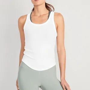 Oem Custom Zacht Ademend Wit Vrouwen Yoga Tank Tops Groothandel Fitness Gym Dames Stringer