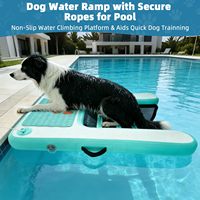 Rampe aquatique gonflable pour chien, pont flottant, 200 LBS, échelle antidérapante pour animaux de compagnie, rampe d'entrée sécurisée pour chien nageur avec escalier stable pour chien