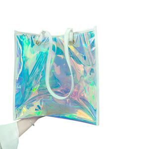 Mode personnalisé imprimé étanche réutilisable PVC cosmétique organisateur sac fourre-tout corde poignée Laser arc-en-ciel couleur voyage quotidien cadeau utilisation - Product Image 6