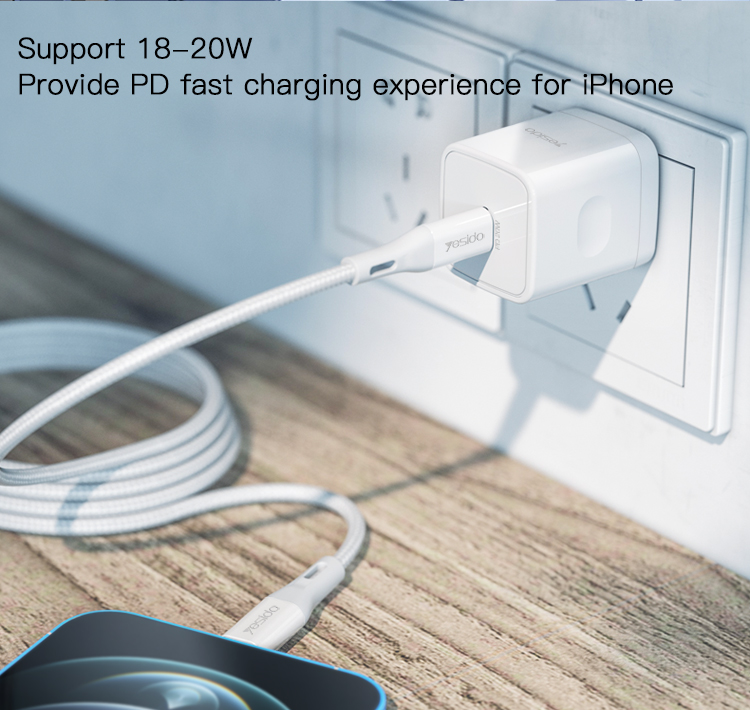 YESIDO YC30 mobile phone PD 20W 18W 15W 10W fast charging adapter chargers for iPhone 11 12 13