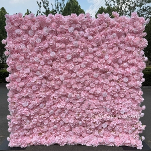 Mur de fleurs artificielles en gros 8ft x 8ft, panneaux muraux en soie de roses, décoration de fond mural enroulable - Product Image 6