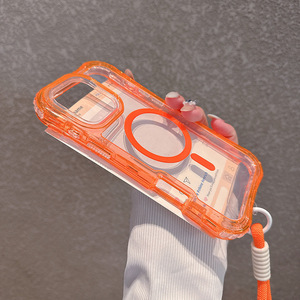 Coque de téléphone magnétique transparente avec cordon pour iPhone 17 Pro Max, Housse antichoc multifonctionnelle pour IP 12 13 14 15 16 17 - Product Image 3