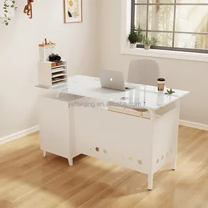 클래식 디자인 사무실 가구 유리 사무실 컴퓨터 책상 강화 유리 작은 홈 연구 작업 테이블 책상