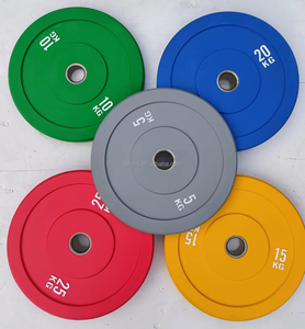 Plaques de poids en caoutchouc colorées de <span class=keywords><strong>50</strong></span> mm de diamètre pour usage en salle de sport, vente en gros d'usine, poids libres avec revêtement en colle - Product Image 1