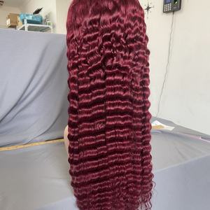 Pelucas Transparentes de Ondas Profundas Brasileñas Color Borgoña de Gran Venta con Cierre 5x5 y Unidades de Encaje Pre-arrancadas para Mujeres Negras - Product Image 5